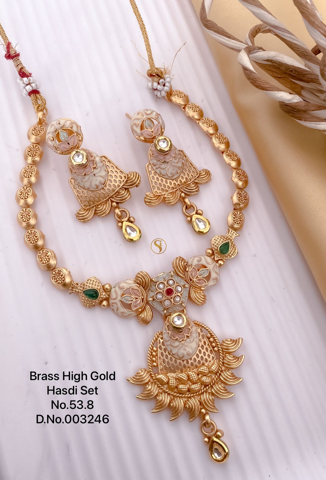 52 BH Matte Brass High Gold Hasadi Set Wholesale Shop In Surat
